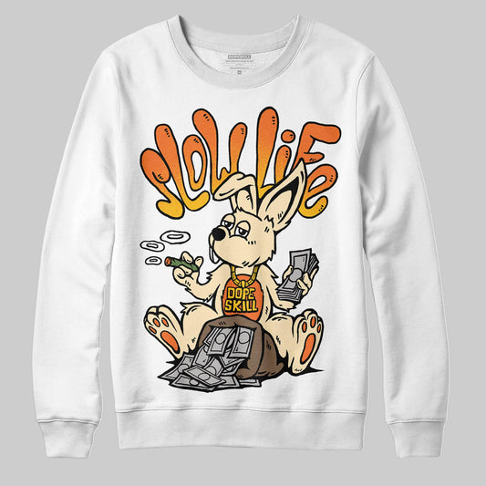 Orange, Black and White Sneakers DopeSkill Sweatshirt Slow Life Graphic Streetwear - White
