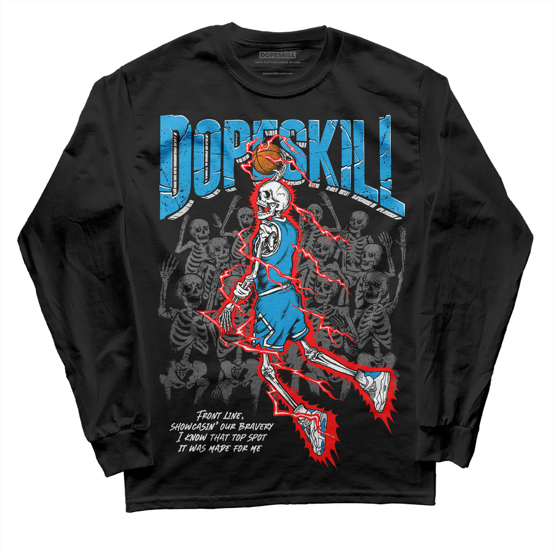 Jordan 4 Retro Military Blue DopeSkill Long Sleeve T-Shirt Thunder Dunk Graphic Streetwear - Black