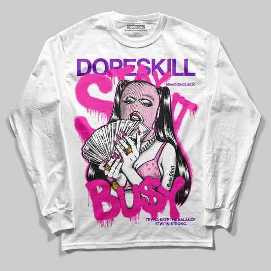 Pink Sneakers DopeSkill Long Sleeve T-Shirt Stay It Busy Graphic Streetwear - White