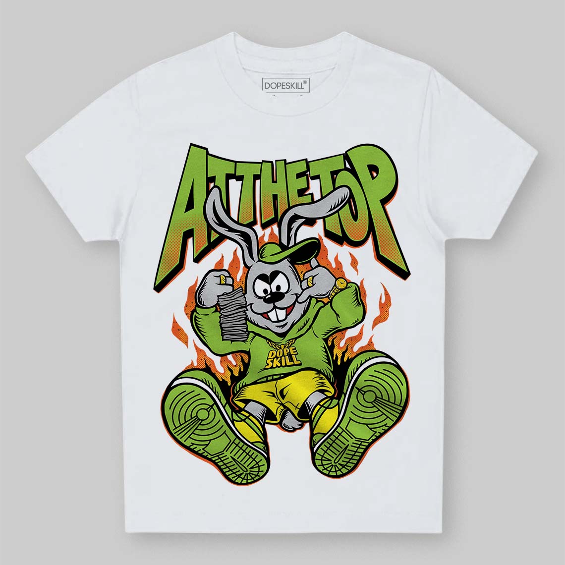 Neon Green Sneakers DopeSkill Toddler Kids T-shirt At The Top Graphic Streetwear - White