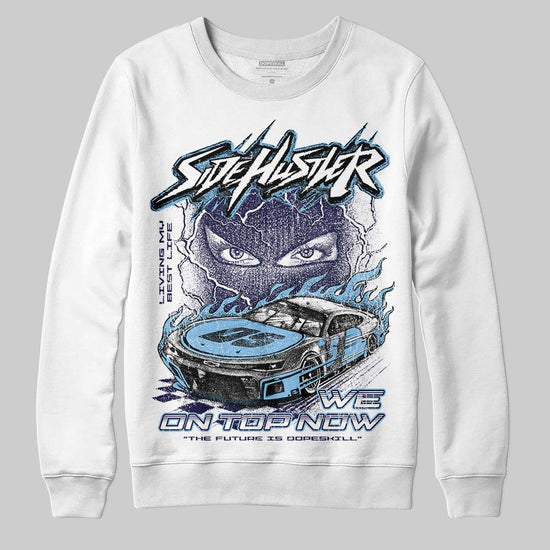 University Blue Sneakers DopeSkill Sweatshirt New Side Hustler Graphic Streetwear - White