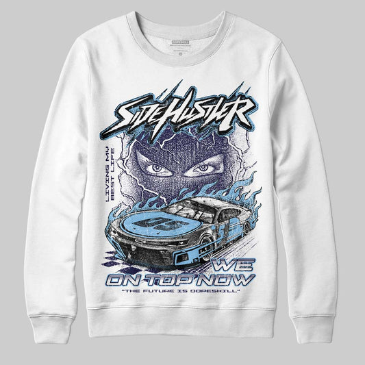 University Blue Sneakers DopeSkill Sweatshirt New Side Hustler Graphic Streetwear - White