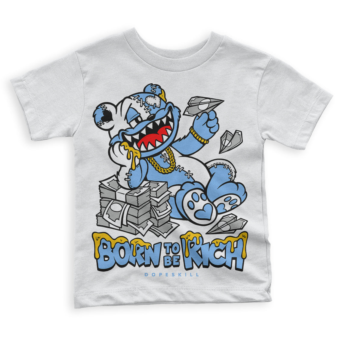 Jordan 9 Powder Blue DopeSkill Toddler Kids T-shirt Born To Be Rich Graphic Streetwear - White