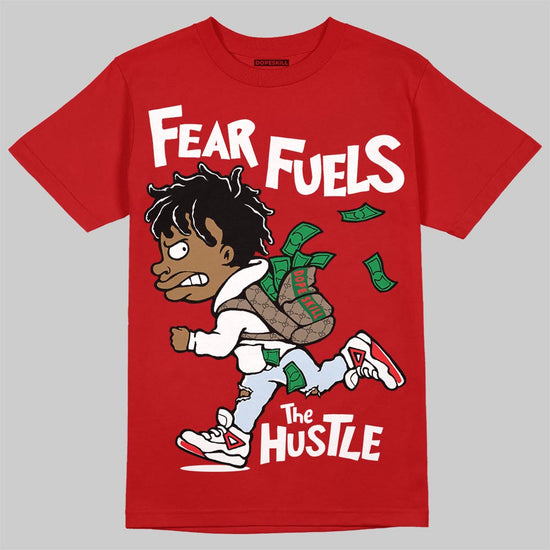Jordan 11 Retro Cherry DopeSkill T-Shirt Fear Fuels The Hustle Graphic Streetwear - Red