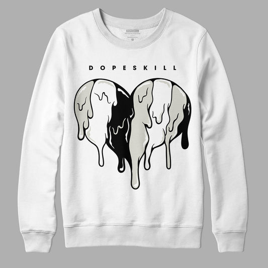 Jordan 4 Military Black DopeSkill Sweatshirt Slime Drip Heart Graphic Streetwear - White