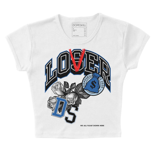 Jordan 11 Low “Space Jam” DopeSkill Women's Crop Top Loser Lover Graphic Streetwear - White