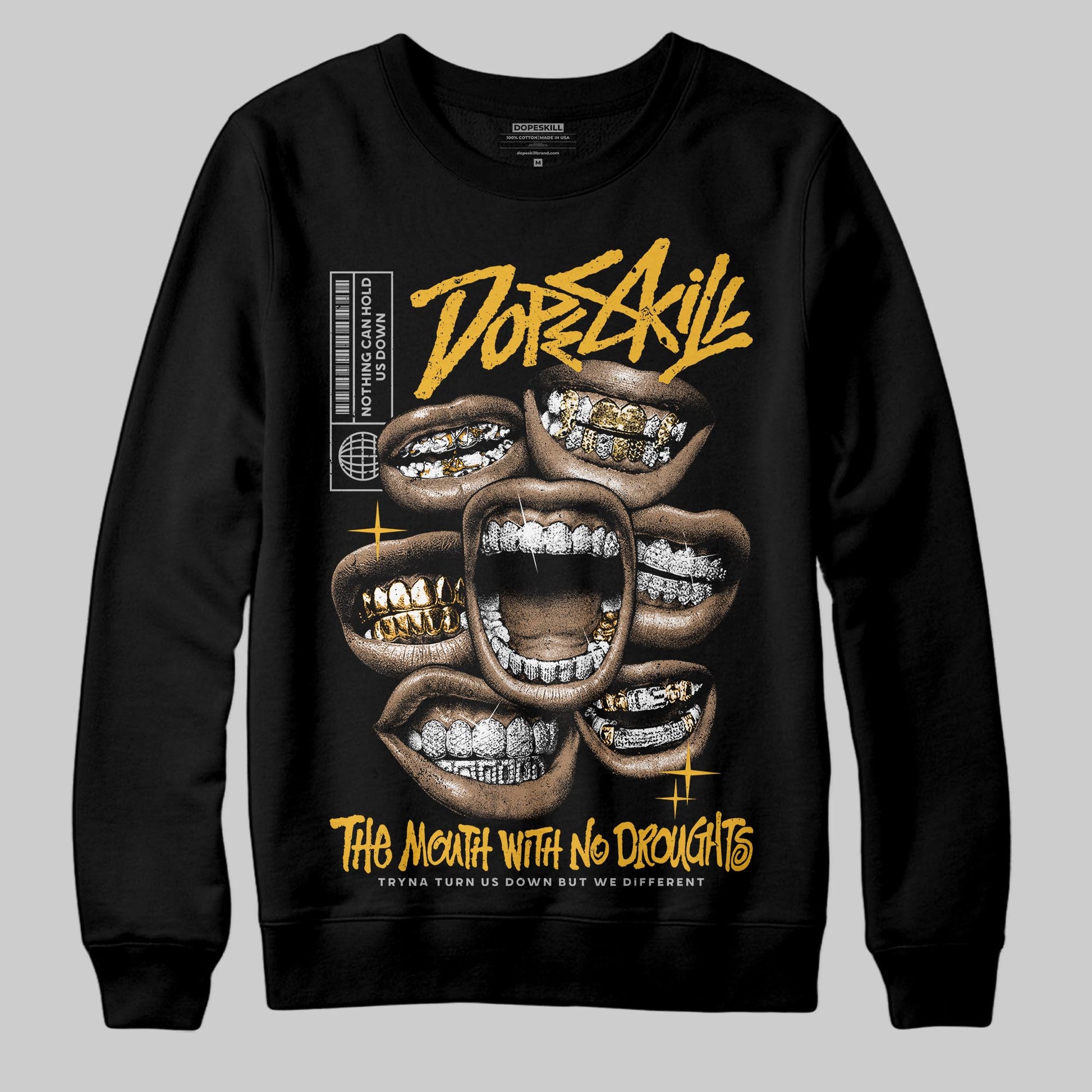 Jordan 5 'Tokyo' DopeSkill Sweatshirt The Mouth With No Droughts Graphic Streetwear - Black