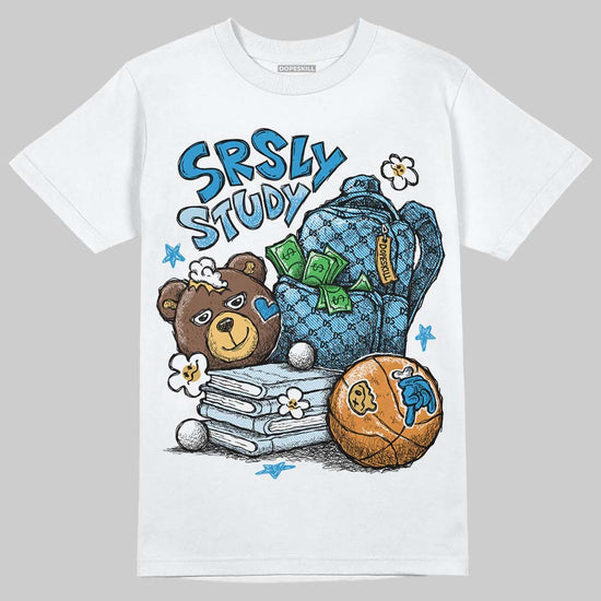 Jordan 4 Denim “Worn Blue” DopeSkill T-Shirt SRSLY Study Graphic Streetwear - White