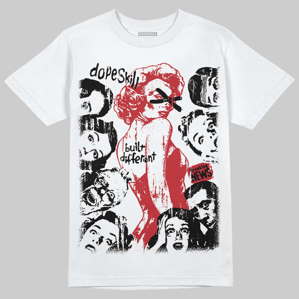 Jordan 5 Retro Fire Red Black Tongue (2025) DopeSkill T-Shirt Built Different Graphic Streetwear - White