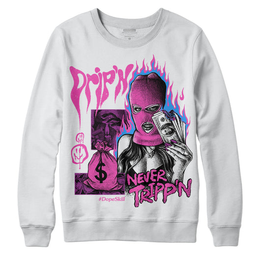 Jordan 4 GS “Hyper Violet” DopeSkill Sweatshirt Drip'n Never Tripp'n Graphic Streetwear - White 