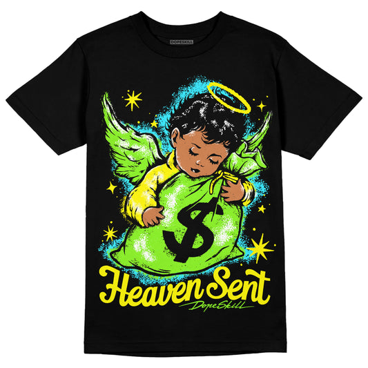 Neon Green Sneakers DopeSkill T-Shirt Heaven Sent Graphic Streetwear - Black