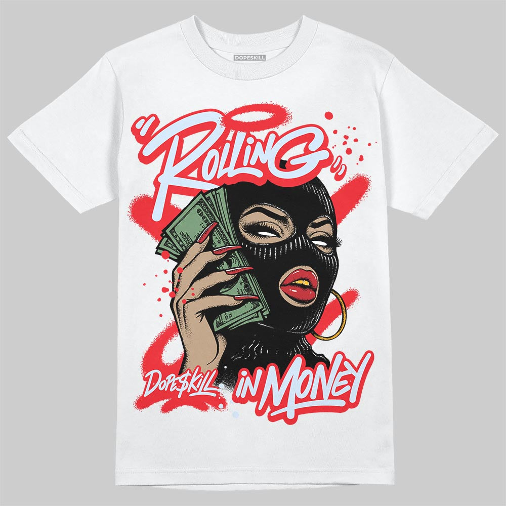 Jordan 11 Retro Cherry DopeSkill T-Shirt Rolling in Money Graphic Streetwear - White