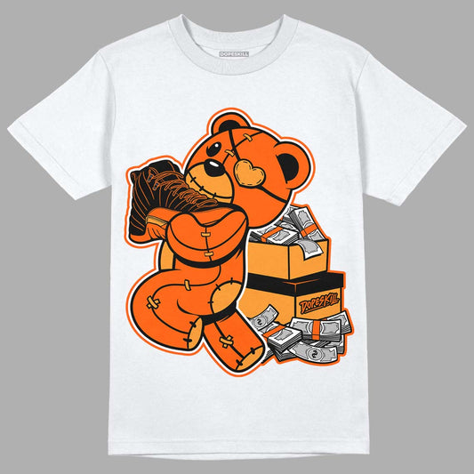 Jordan 12 Retro Brilliant Orange DopeSkill T-Shirt Bear Steals Sneaker Graphic Streetwear - White 