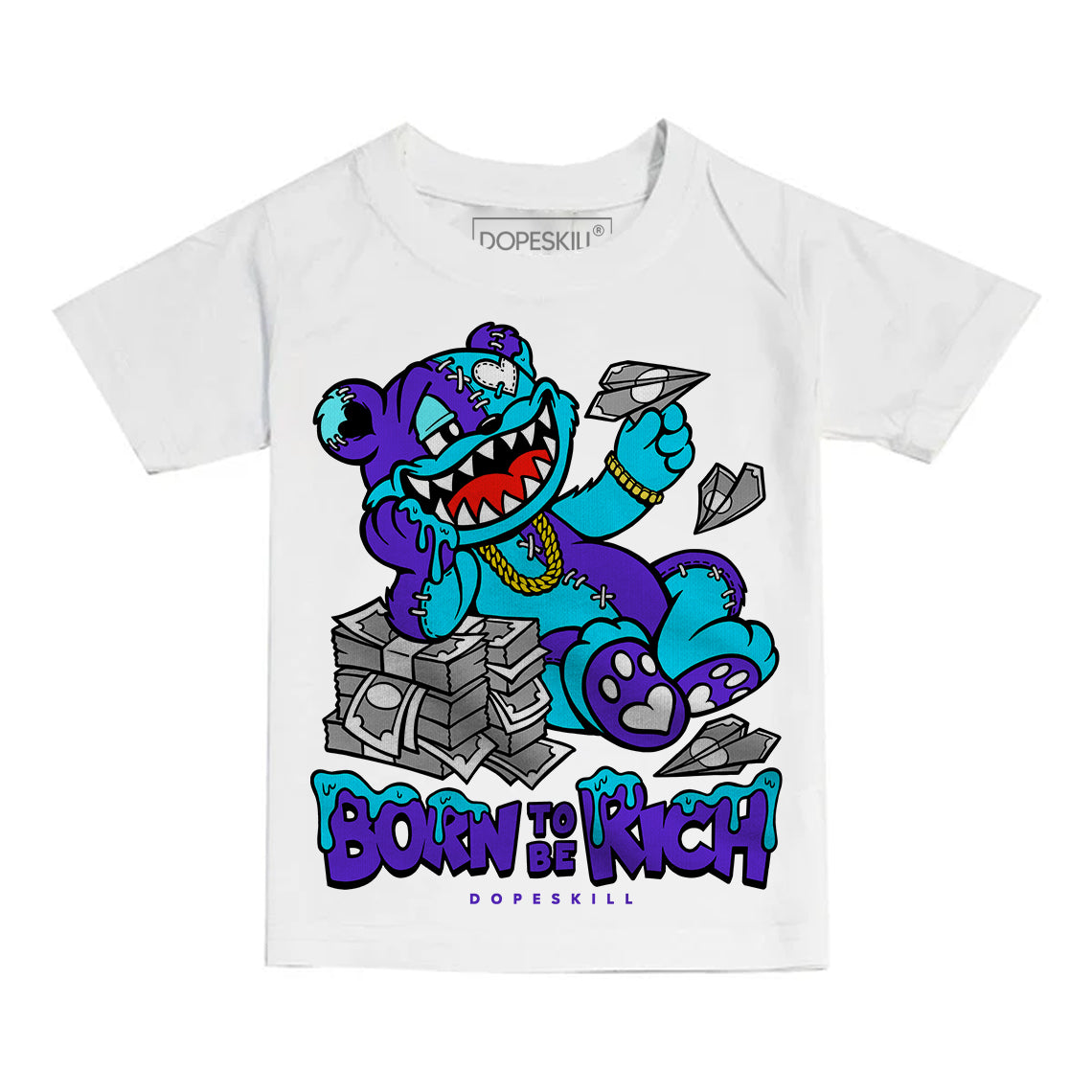 Jordan 6 "Aqua" DopeSkill Toddler Kids T-shirt Born To Be Rich Graphic Streetwear - White