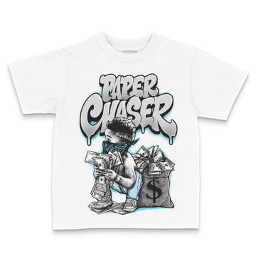 Jordan 4 Retro GS “Blue Chill” DopeSkill Toddler Kids T-shirt Paper Chaser Boy Graphic Streetwear - White