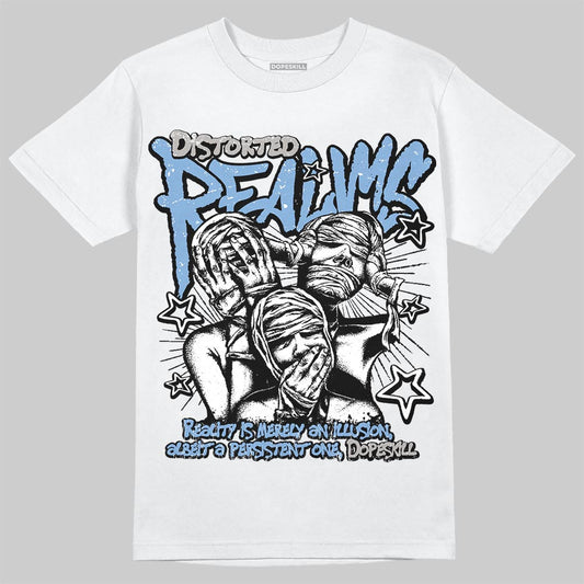 Jordan 5 Retro University Blue DopeSkill T-Shirt Distorted Realms Graphic Streetwear - White