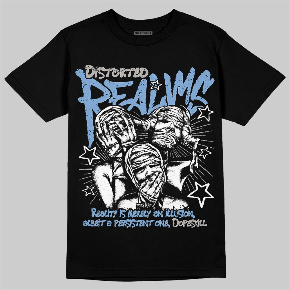 Jordan 5 Retro University Blue DopeSkill T-Shirt Distorted Realms Graphic Streetwear - Black