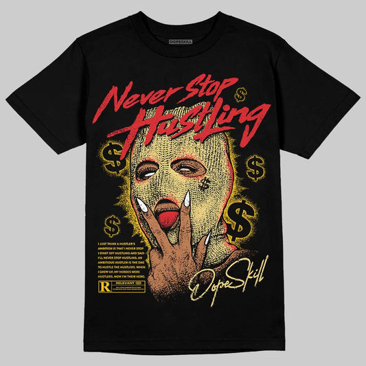 Quai 54 x Air Jordan 1 Retro Low OG Tour Yellow Black DopeSkill T-Shirt Never Stop Hustling Graphic Streetwear - black