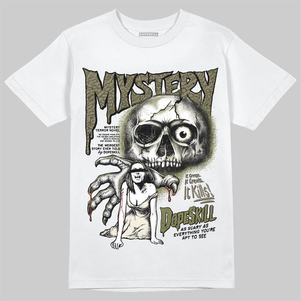 Jordan 3 “Medium Olive” aka “Family Affair” DopeSkill T-Shirt Mystery Ghostly Grasp Graphic Streetwear - White