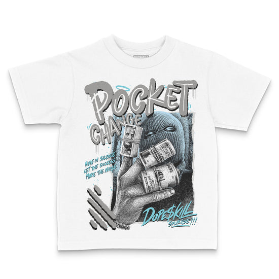 Jordan 4 Retro GS “Blue Chill” DopeSkill Toddler Kids T-shirt Pocket Change Graphic Streetwear - White