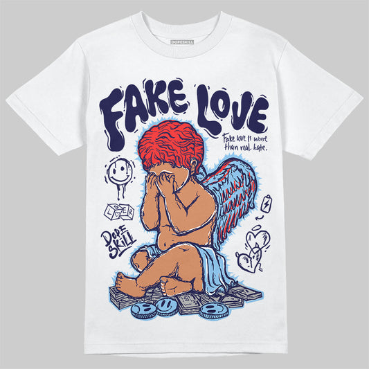 University Blue Sneakers DopeSkill T-Shirt False Love Graphic Streetwear - White