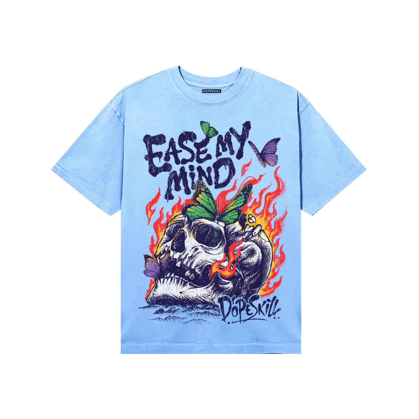 University Blue Sneakers DopeSkill T-Shirt Ease My Mind Graphic Streetwear - Carolina Blue