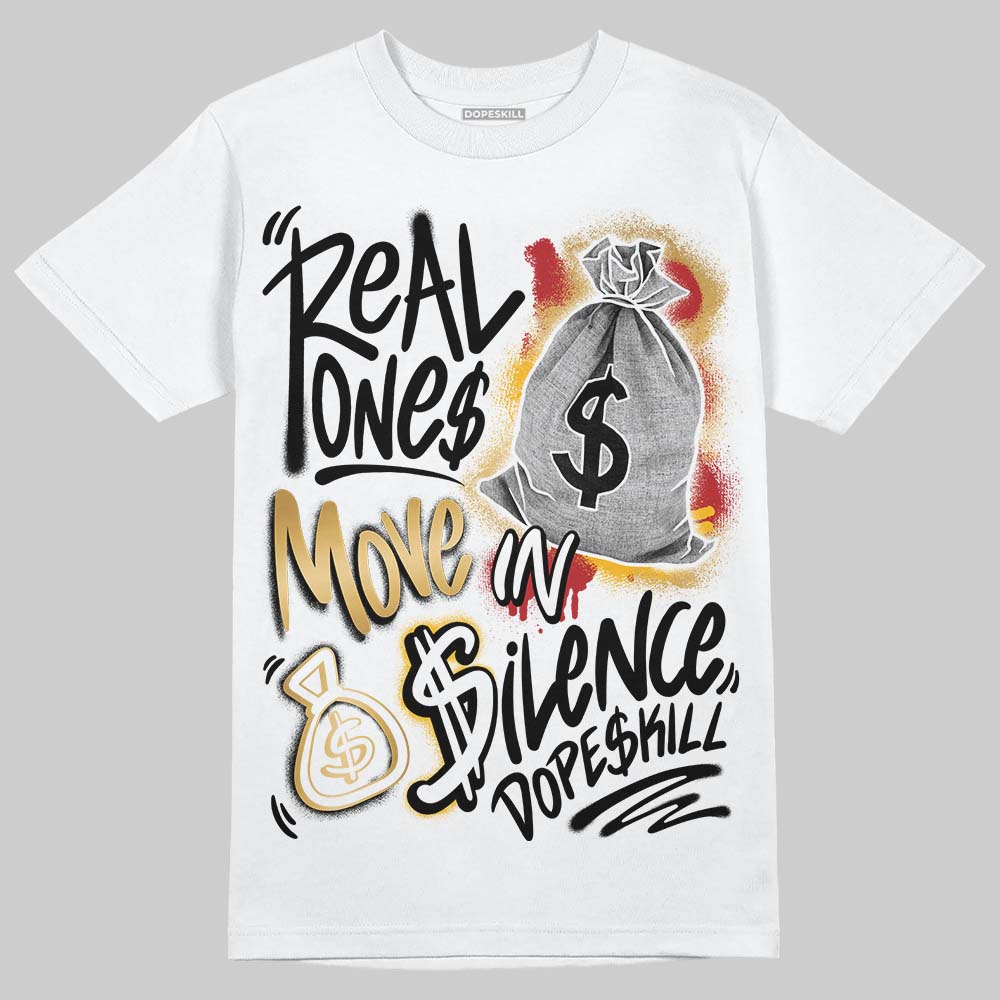 Jordan 12 Retro 'Taxi' 2025 DopeSkill T-Shirt Real Ones Move In Silence Graphic Streetwear - White