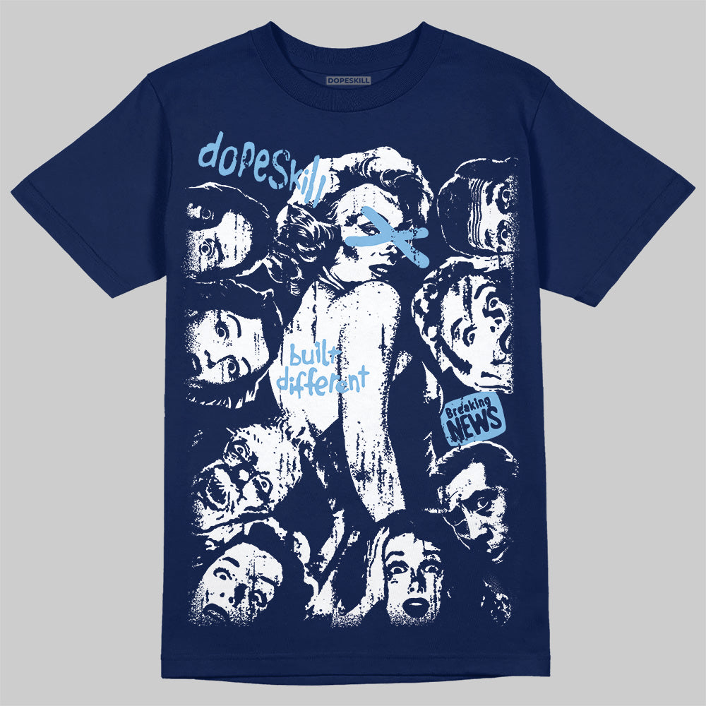 University Blue Sneakers DopeSkill T-Shirt Built Different Graphic Streetwear - Navy
