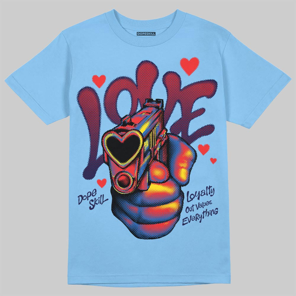 University Blue Sneakers DopeSkill T-Shirt Love Shot Graphic Streetwear - Carolina Blue