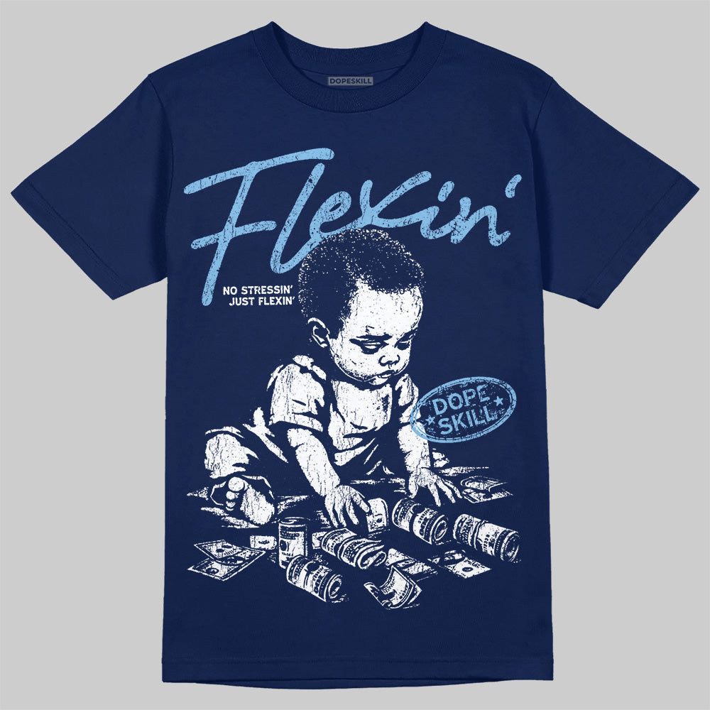 University Blue Sneakers DopeSkill T-Shirt Flexin' Graphic Streetwear - navy