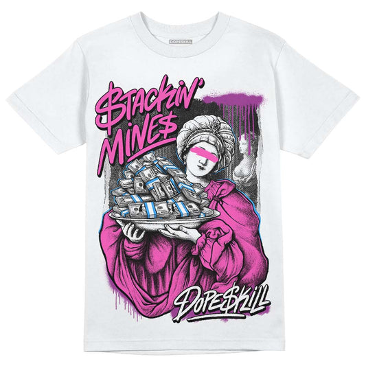 Jordan 4 GS “Hyper Violet” DopeSkill T-Shirt Stackin Mines Graphic Streetwear - White
