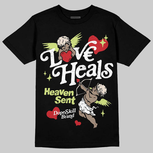 Jordan 5 “Luminous Green” DopeSkill T-Shirt New Love Heals Graphic Streetwear - black