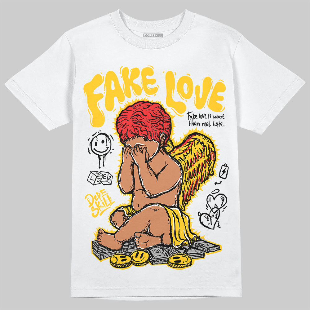 Yellow Sneakers DopeSkill T-Shirt False Love Graphic Streetwear - White