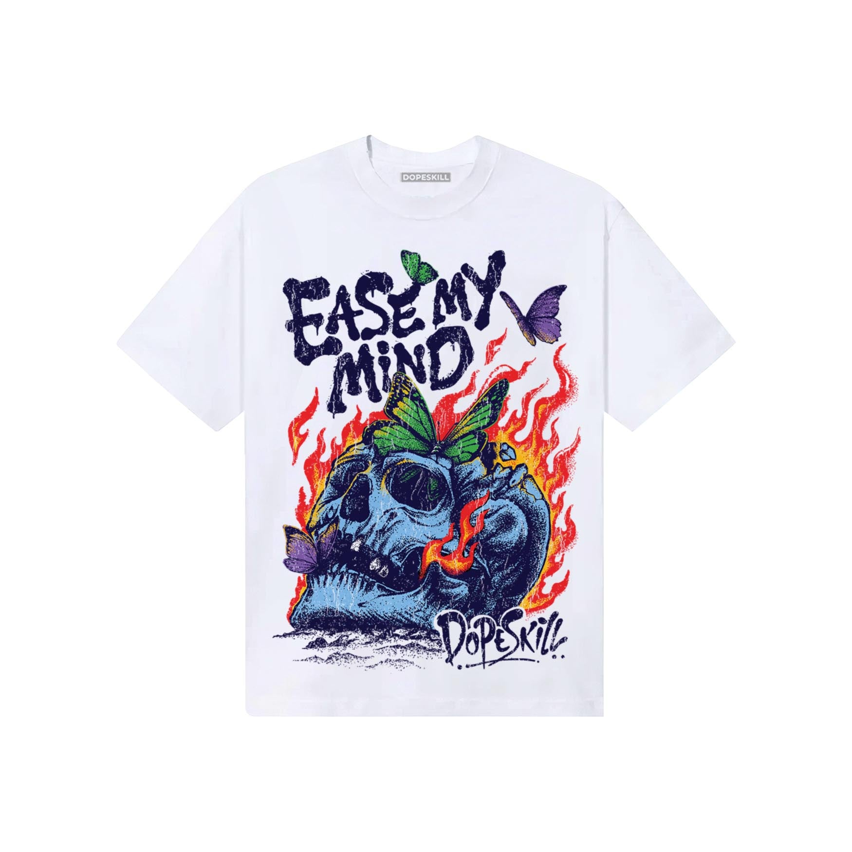 University Blue Sneakers DopeSkill T-Shirt Ease My Mind Graphic Streetwear - White