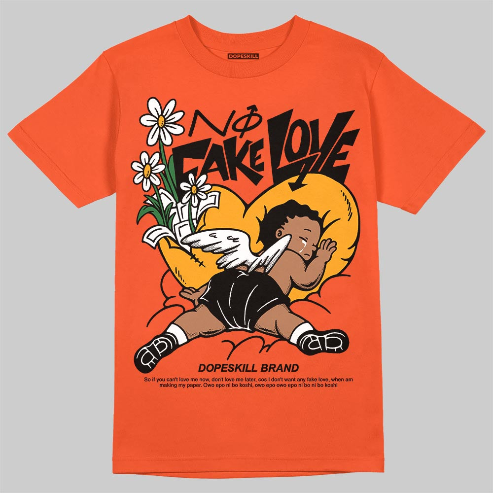 Jordan 1 Retro High OG Shattered Backboard (2025) DopeSkill T-Shirt No Fake Love Graphic Streetwear - Orange