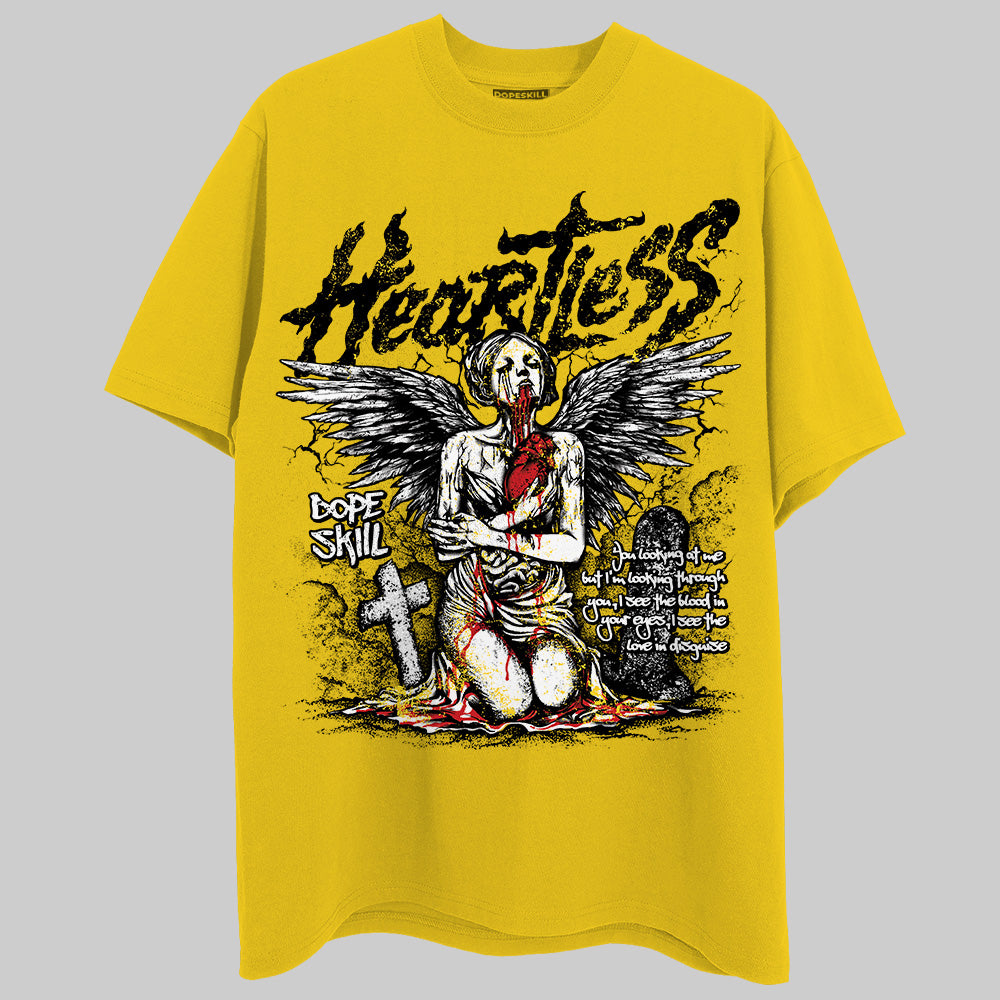 Jordan 4 Thunder DopeSkill T-Shirt Heartless Graphic Streetwear - Tour Yellow