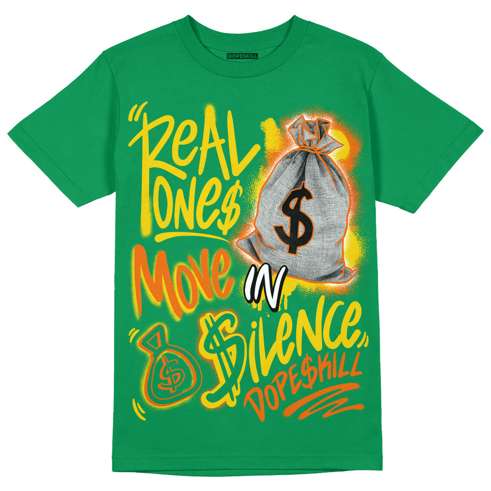 Green Sneakers DopeSkill Green T-shirt Real Ones Move In Silence Graphic Streetwear