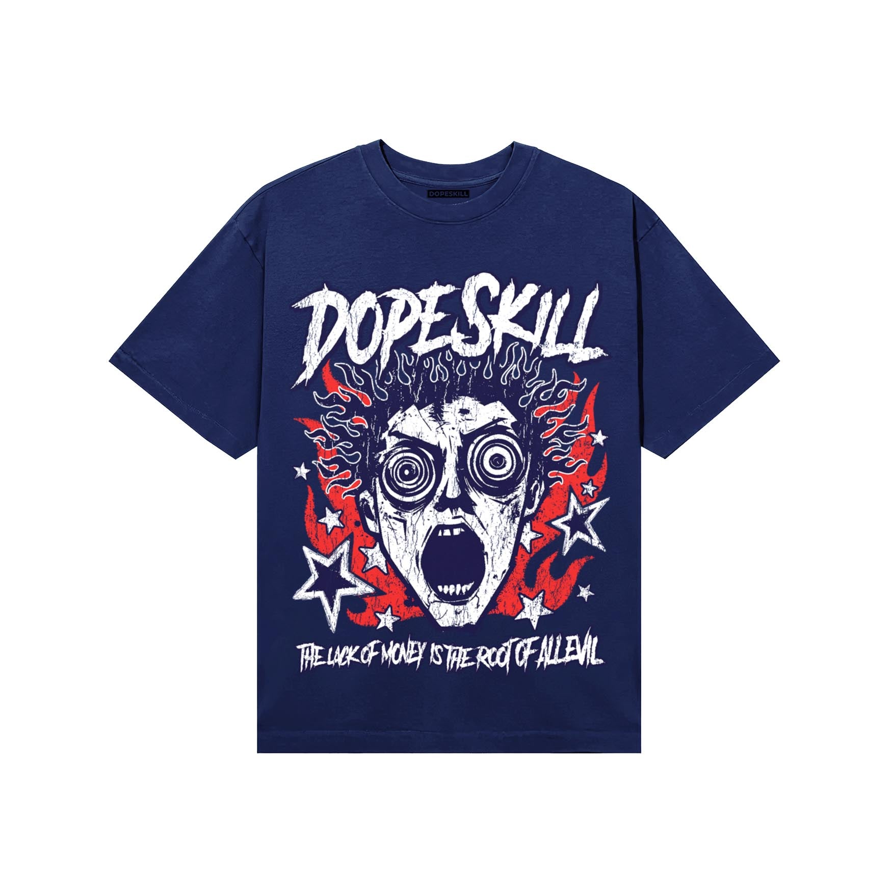 University Blue Sneakers DopeSkill T-Shirt Root of Evil Graphic Streetwear - navy