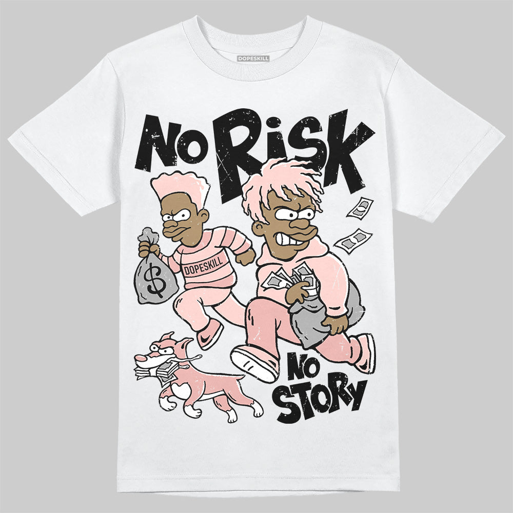 Lanvin Leather Curb Glitter Pale Pink DopeSkill T-Shirt No Risk No Story Graphic Streetwear - White