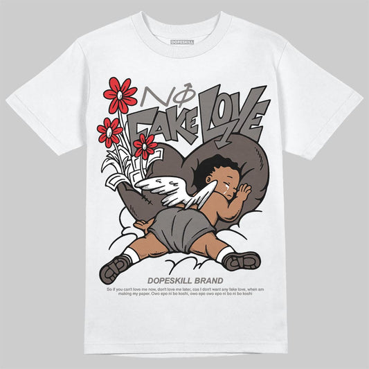 Jordan 4 Retro Cave Stone DopeSkill T-Shirt No Fake Love Graphic Streetwear - White