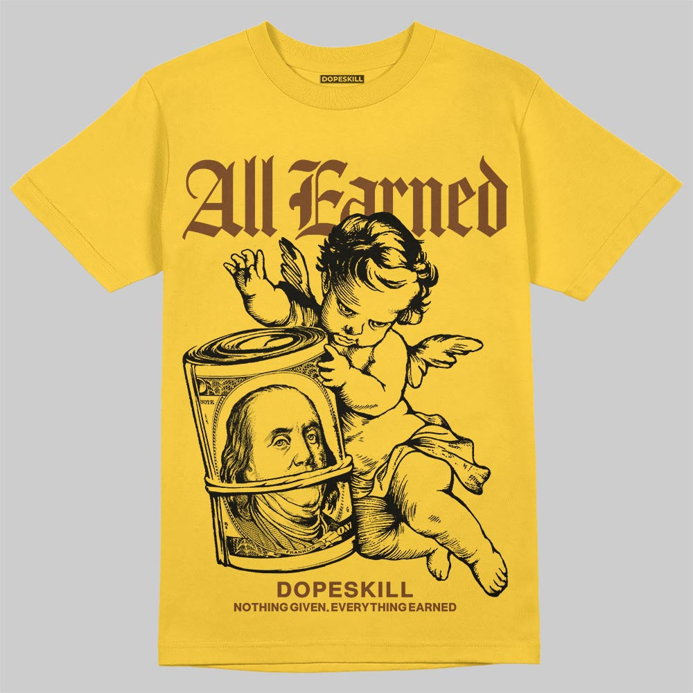 Yellow Sneakers DopeSkill T-Shirt All Earned Graphic Streetwear - Gold