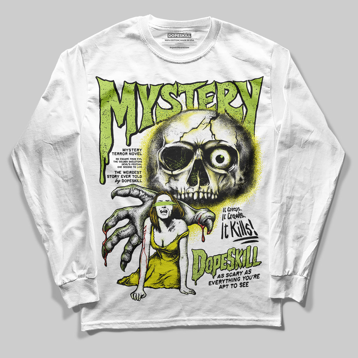 Jordan 13 Retro Bright Cactus DopeSkill Long Sleeve T-Shirt Mystery Ghostly Grasp Graphic Streetwear - White