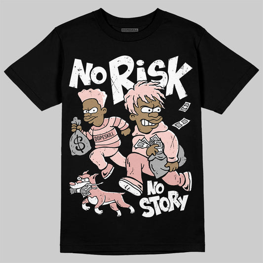 Lanvin Leather Curb Glitter Pale Pink DopeSkill T-Shirt No Risk No Story Graphic Streetwear - black