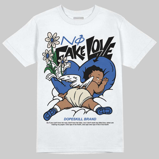 Jordan 1 Low Travis Scott x Fragment DopeSkill T-Shirt No Fake Love Graphic Streetwear - White