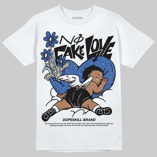 Awake NY x Jordan 5 Retro 'Black Racer Blue' DopeSkill T-Shirt No Fake Love Graphic Streetwear - White