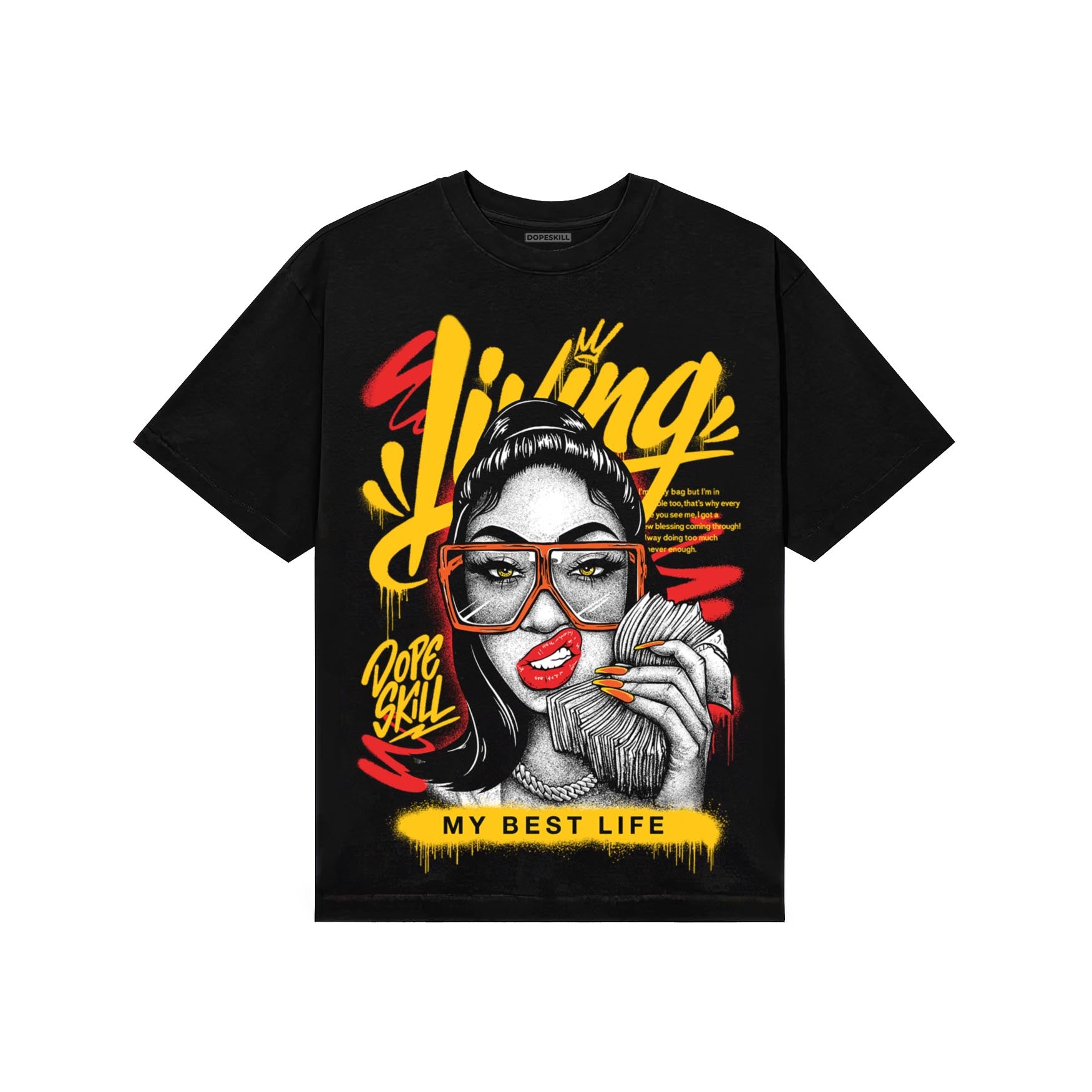 Yellow Sneakers DopeSkill T-Shirt Living My Best Life Graphic Streetwear - Black