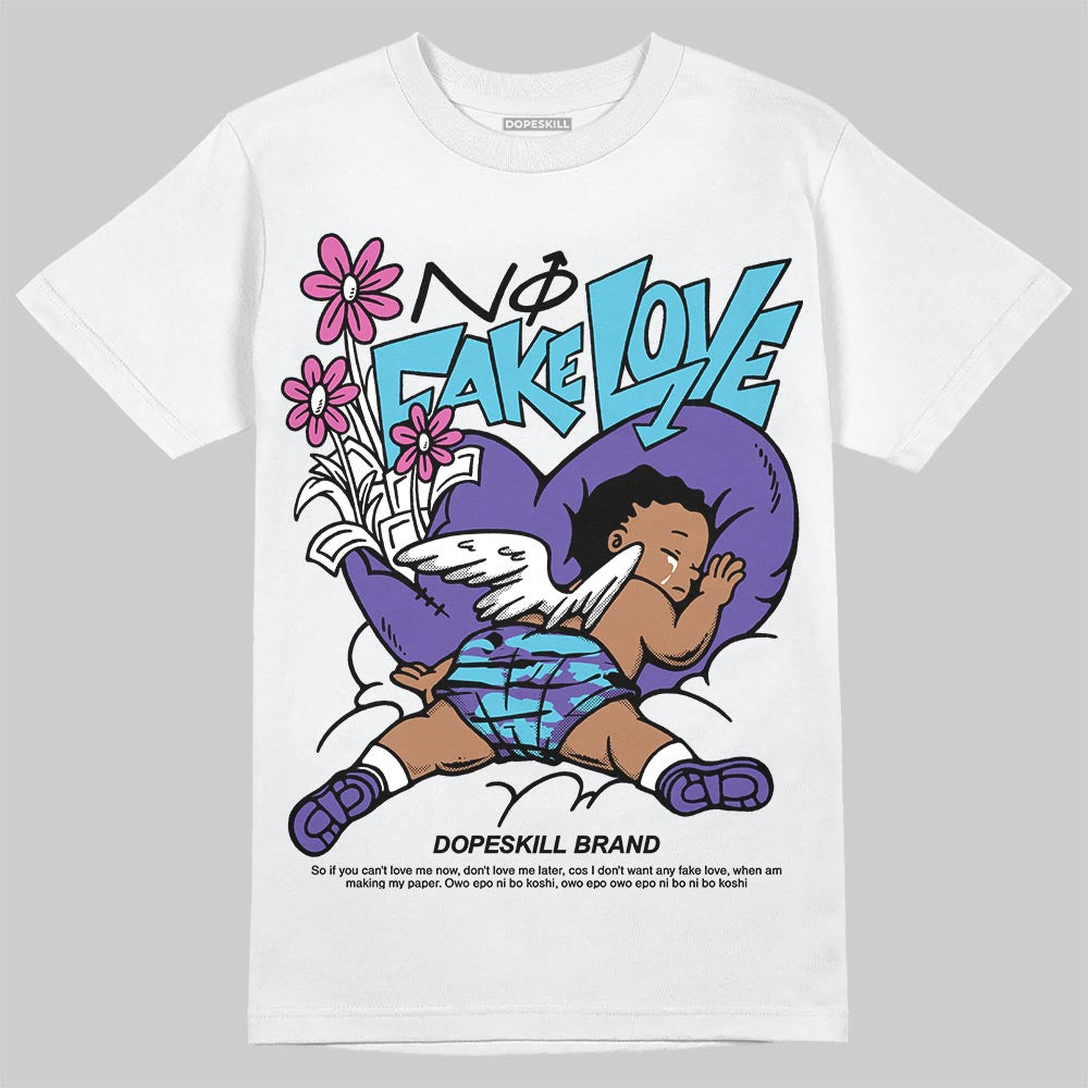 Jordan 8 Retro 'Aqua' 2025 DopeSkill T-Shirt No Fake Love Graphic Streetwear - White