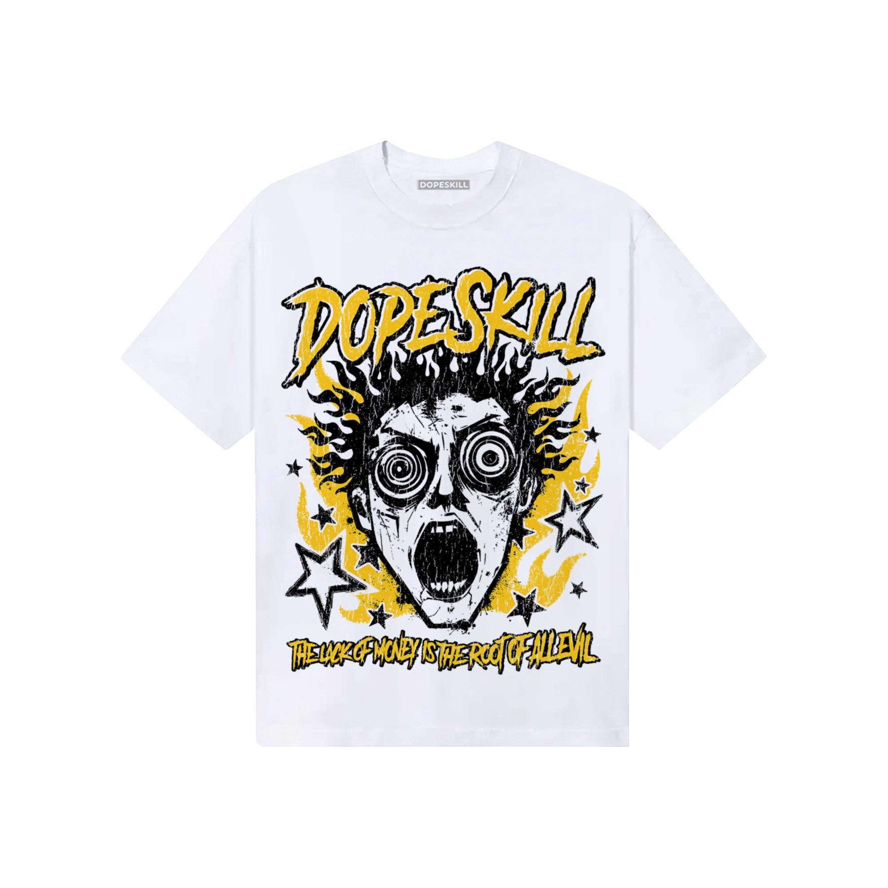 Yellow Sneakers DopeSkill T-Shirt Root of Evil Graphic Streetwear - White
