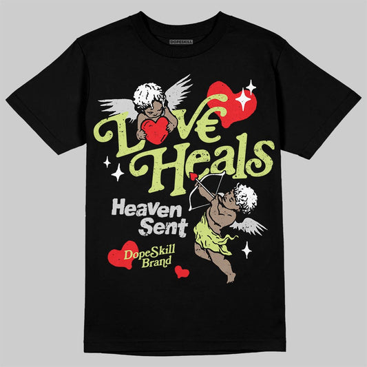 Jordan 4 GS “Light Lemon Twist” DopeSkill T-Shirt New Love Heals Graphic Streetwear - black