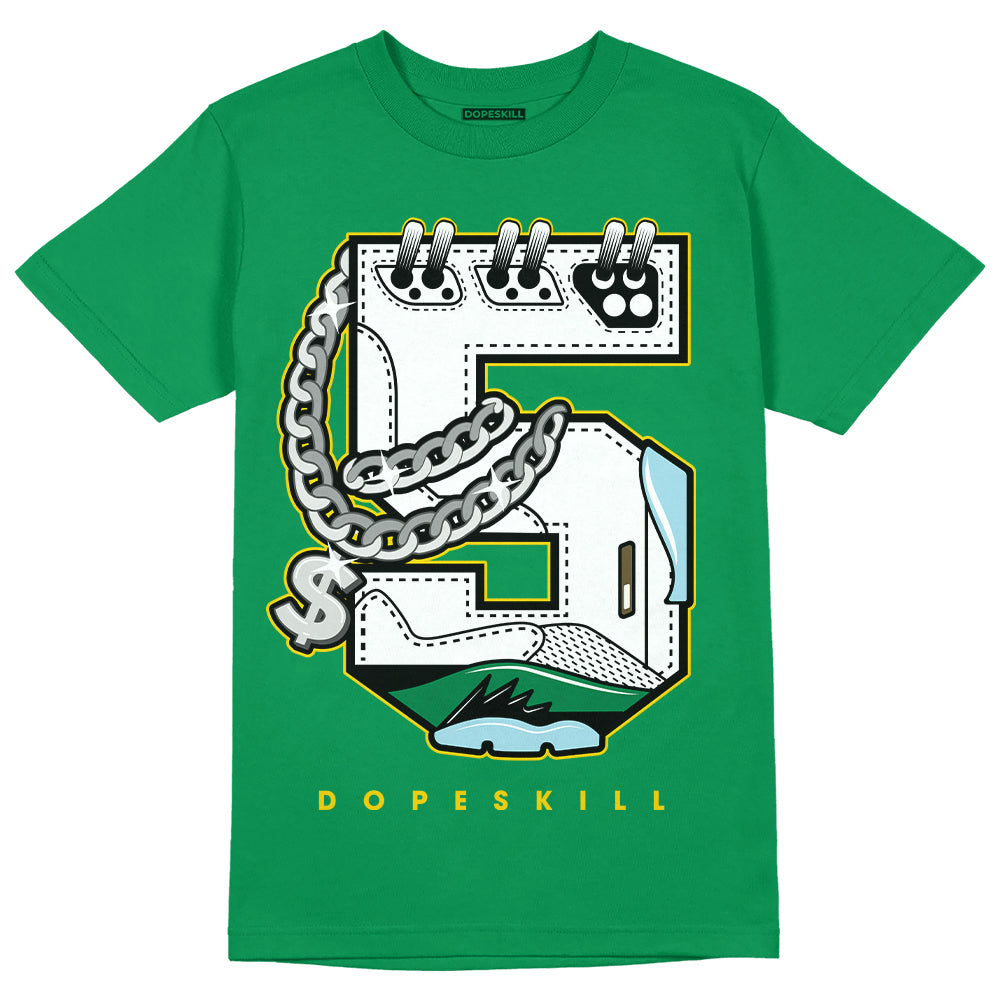Jordan 5 “Lucky Green” DopeSkill Green T-shirt No.5 Graphic Streetwear